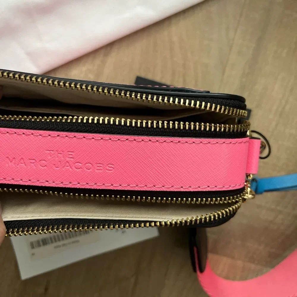 Marc Jacobs Vibrant Blue Crossbody with Gold and Pink Accents